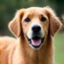 A happy Golden Retriever looking attentive.
